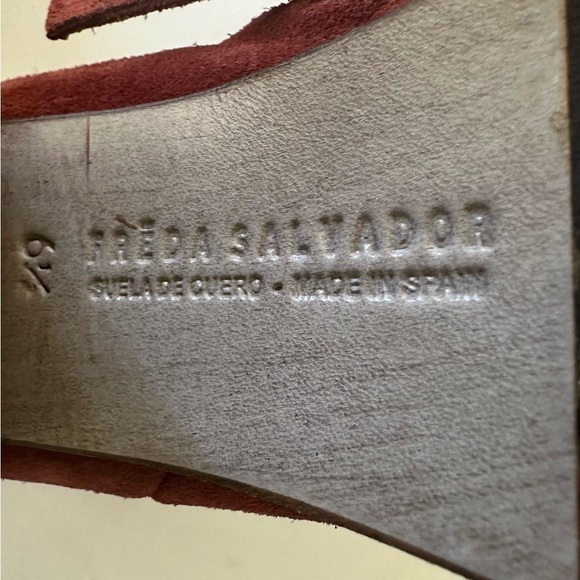 Freda Salvador Luck Suede Block Ankle Heel Boots, Brick Red, Size 6.5 - Picture 13 of 16
